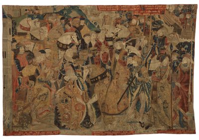 Wandteppich, Alexander der Große empfängt die Unterwerfung der Könige von Zypern, möglicherweise aus Tournai von Belgian School