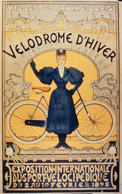 Winter-Radrennbahn, Internationale Ausstellung für Velocipede-Sportarten Brüssel, 2.-10. Februar 1895 von Belgian School