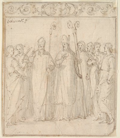 Augustinus, Ambrosius und andere Heilige von Belisario Corenzio