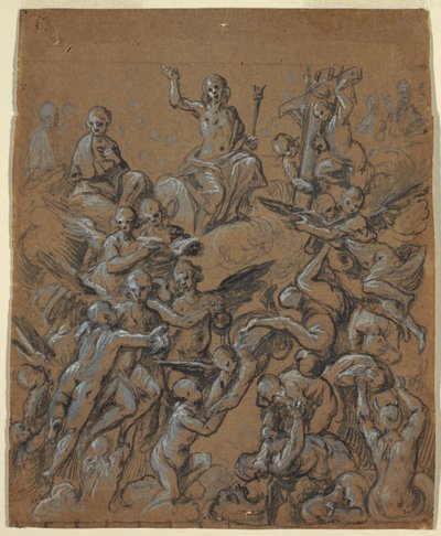 Zeichnung, Christus in Herrlichkeit mit Engeln, ca. 1630 von Belisario Corenzio