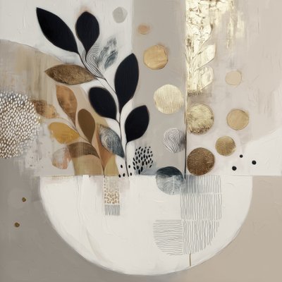 Goldenes botanisches Abstrakt von Bella Eve