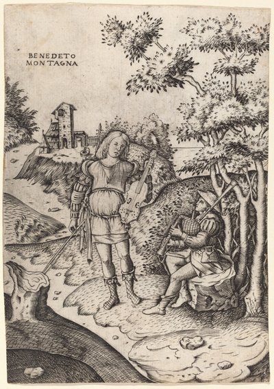 Apollo und Marsyas von Benedetto Montagna