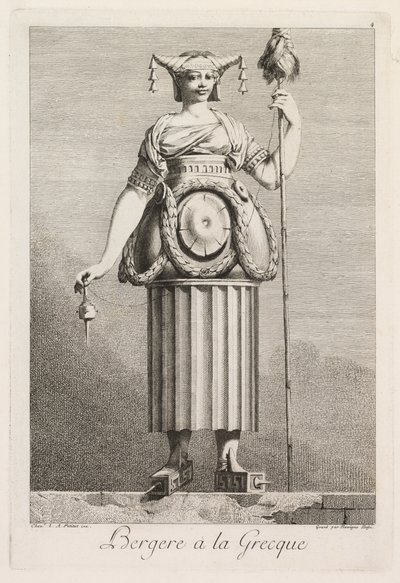 Maskerade à la Grecque: Bergère à la Grecque (Tafel 4, 1771) von Benigno Bossi