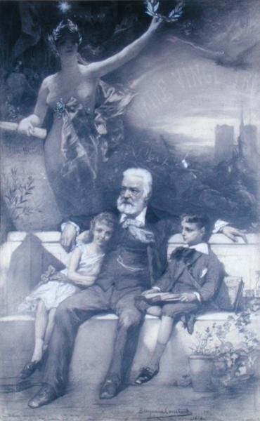 Victor Hugo (1802-85) und seine Enkelkinder von Benjamin  Constant
