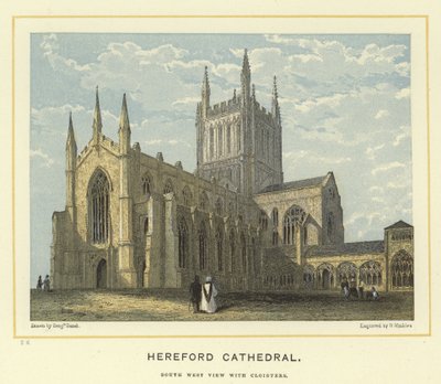 Hereford Kathedrale, Südwestansicht mit Kreuzgängen von Benjamin Baud