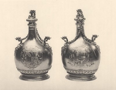 Paar William III Pilgerflaschen, ca. 1690 von Benjamin Bradford