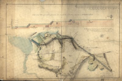 Abschnitt des nördlichen Verlaufs des Kanals vom Gezeitenbereich im Elk River bei Frenchtown bis zur gegabelten [Eiche] im Sumpf von Mr. Rudulph: [Chesapeake und Delaware Kanal, Maryland-Abschnitt] von Benjamin Henry Latrobe