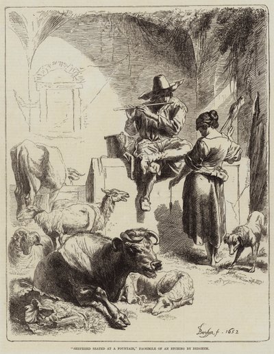 Hirte, der an einem Brunnen sitzt von Benjamin Herring