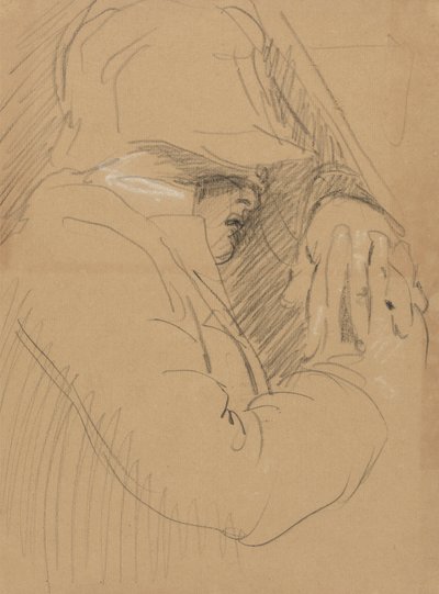 Studie eines schlafenden Mannes, mit Hut und gefalteten Händen von Benjamin Robert Haydon
