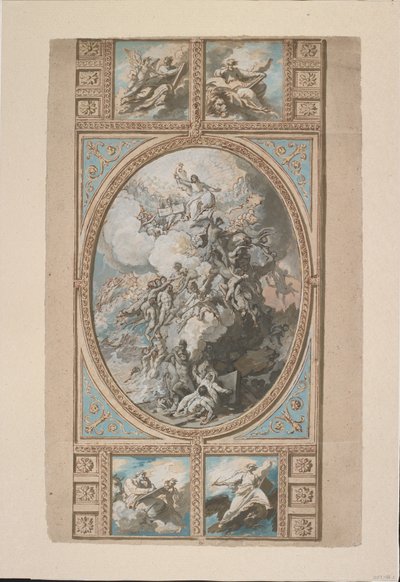 Entwurf für die Deckendekoration der Königlichen Kapelle, Windsor Castle (recto), ca. 1779 von Benjamin West