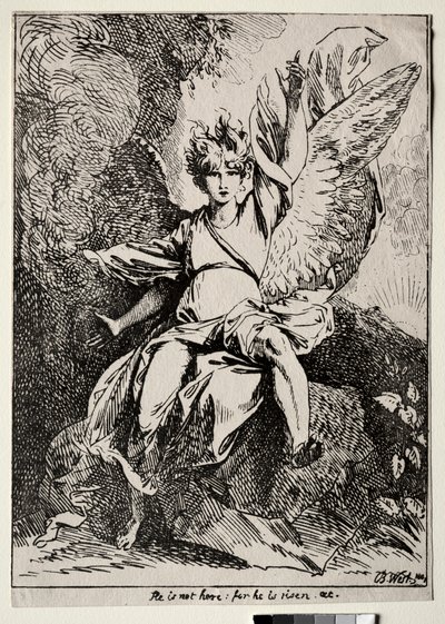 Beispiele der Polyautographie: Der Engel am Grab Christi von Benjamin West