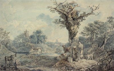 Landschaft mit Figuren und Rindern von Benjamin attr. to Barker