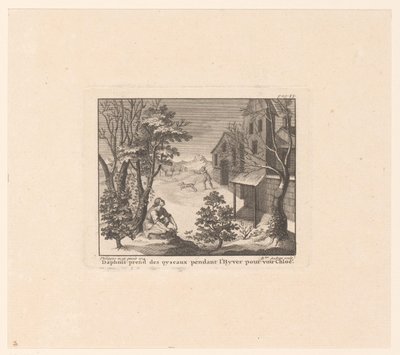Daphnis auf Vogeljagd im Winter von Benoît Audran (I)