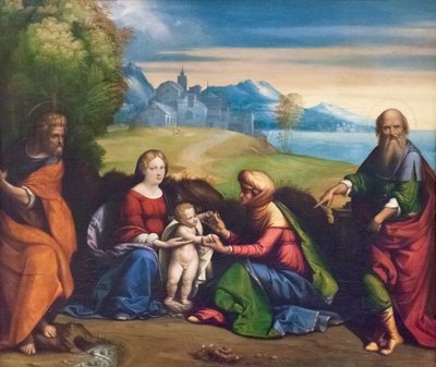 Heilige Familie mit Joachim und Anna von Benvenuto Tisi da Garofalo