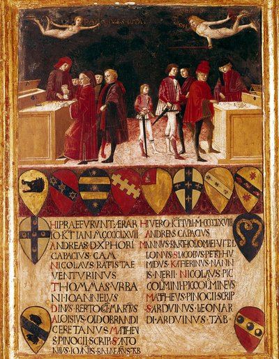 Allegorie der Staatsfinanzen in Kriegs- und Friedenszeiten von Benvenuto di Giovanni