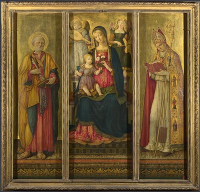 Jungfrau und Kind mit den Heiligen Petrus und Nikolaus, 1479 von Benvenuto di Giovanni