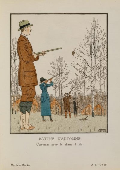 Herbstjagd / Kostüme für die Schießjagd von Bernard Boutet de Monvel
