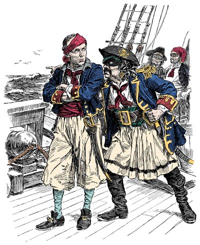 Zwei Piraten drohen, Illustration von Bernard Partridge (1861-1945) aus 