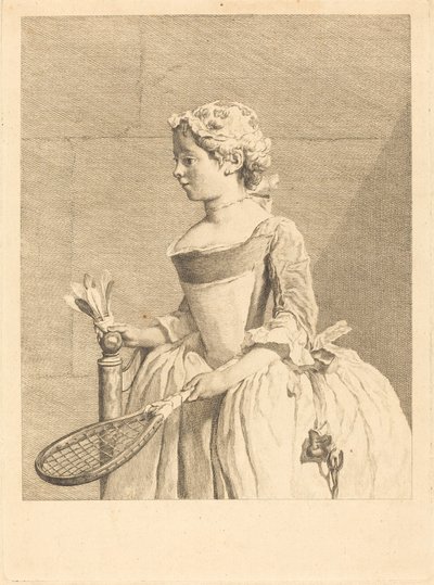 Junges Mädchen am Steuer (Junges Mädchen an der Raguette) von Bernard Lépicié after Jean Siméon Chardin