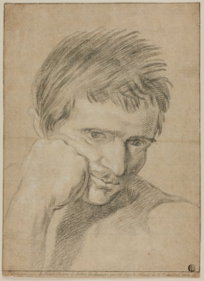 Büste eines jungen Mannes, der sein Kinn auf die Hand stützt von Bernard Picart