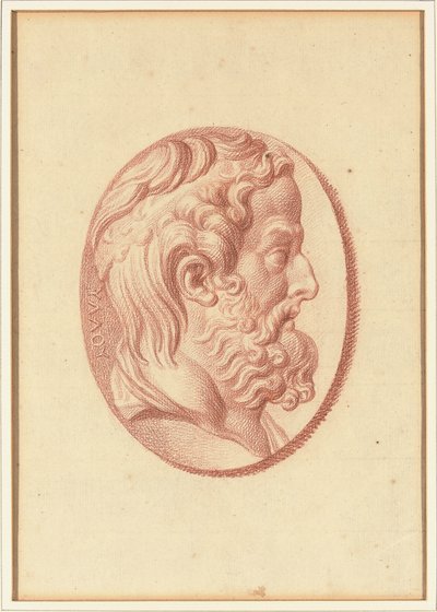 Eines von vier Studien nach Kameen, drei mit klassischen Profilporträts und eines mit einem fragmentarischen Relief von Amor und zwei Löwen, die einen Wagen ziehen von Bernard Picart