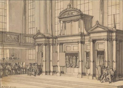 Freude des Gesetzes in der Portugiesischen Synagoge in Amsterdam von Bernard Picart