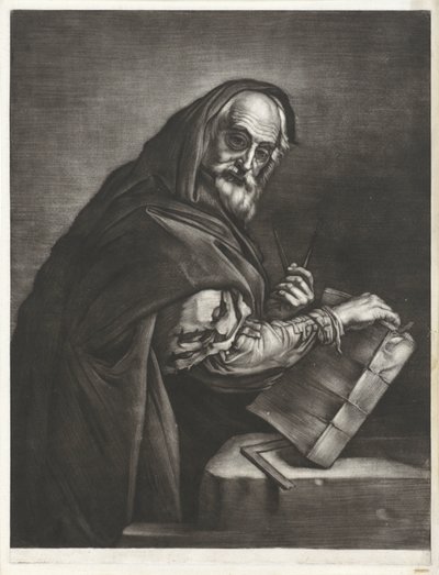 Philosoph mit einem Zirkel und einem Buch von Bernard Vaillant