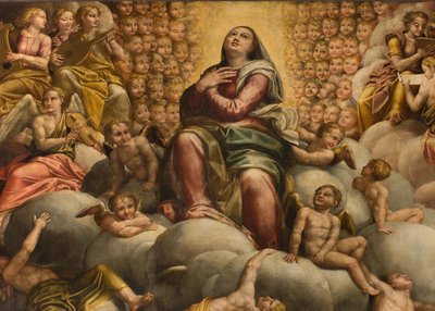 Apsis, Altarbild von Bernardino Gatti genannt Il Sojaro, vollendet von Giovanni Battista Trotti genannt Il Malosso, Himmelfahrt der Jungfrau Maria von Bernardino Gatti