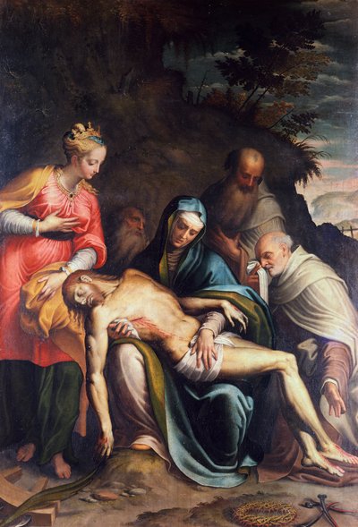 Pieta oder Beweinung Christi mit der heiligen Katharina von Alexandria und drei Propheten von Bernardino Campi