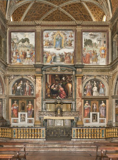 Ansicht der Fresken mit der Anbetung der Heiligen Drei Könige von Bernardino Luini