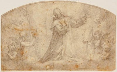 Der heilige Bruno, umgeben von Engeln mit einem Krummstab und einer Mitra von Bernardino Poccetti