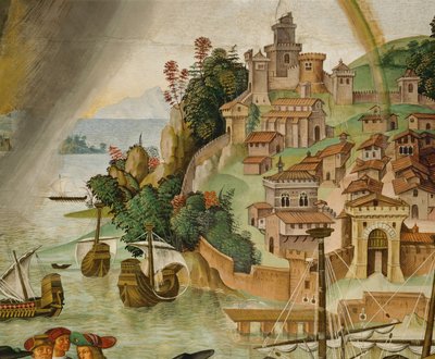 Aeneas Silvius Piccolomini kommt in Talamone an von Bernardino di Betto Pinturicchio