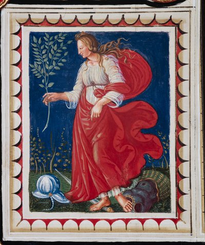 Die Piccolomini-Bibliothek, die Decke, Panel mit Allegorie des Friedens, Fresko von Bernardino di Betto, bekannt als Pinturicchio von Bernardino di Betto Pinturicchio