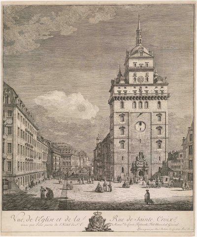 Die ehemalige Kreuzkirche zu Dresden, Blatt der Folge "Dresdner Veduten" von Bernardo Bellotto