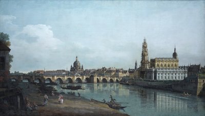 Dresden vom rechten Ufer der Elbe, unterhalb der Augustusbrücke, 1748 von Bernardo Bellotto