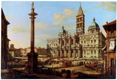Die Piazza und Kirche Santa Maria Maggiore in Rom, 1739 von Bernardo Bellotto