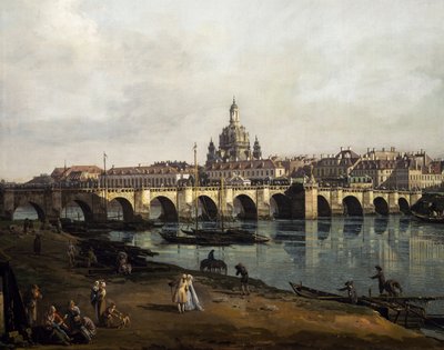 Blick auf Dresden vom rechten Elbufer stromaufwärts von der Augustusbrücke, ca. 1750 von Bernardo Bellotto