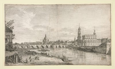 Ansicht der Brücke bei Dresden über die Elbe von Bernardo Bellotto