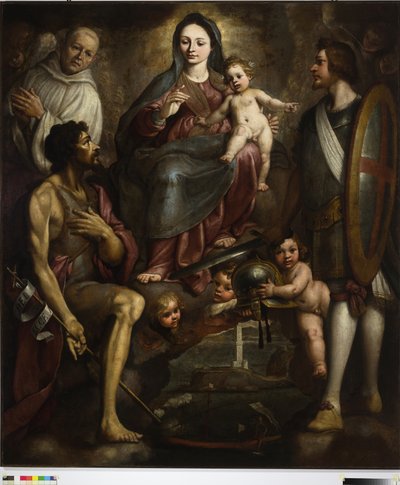 Bernardo Castello und die Heiligen Georg und Battista bitten Unsere Liebe Frau für die Stadt Genua von Bernardo Castello