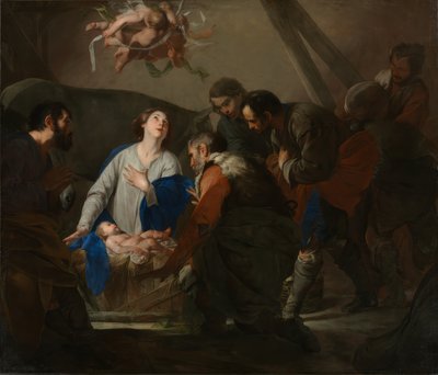 Die Anbetung der Hirten, um 1650 von Bernardo Cavallino