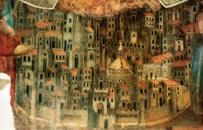 Ansicht von Florenz, Detail aus "La Madonna della Misericordia", 1342 von Bernardo Daddi