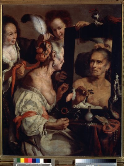 Die alte Kokette, Vanitas von Bernardo Strozzi