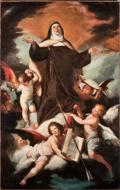 Der Triumph der heiligen Therese von Jesus oder Avila (1515-1582), spanische Mystikerin und Karmelitin. Gemälde von Bernardo Strozzi (1581-1644) 17. Jahrhundert - Genes Musei di Strada Nuova inv n PB 49 von Bernardo Strozzi