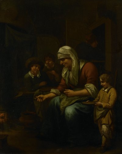 Frau beim Pfannkuchenmachen von Bernardus van Schijndel