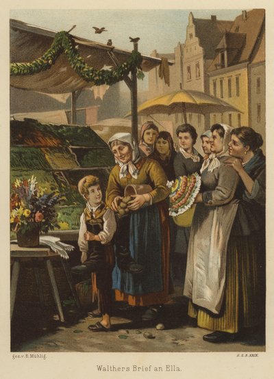 Szene auf einem Markt von Bernhard Muhlig
