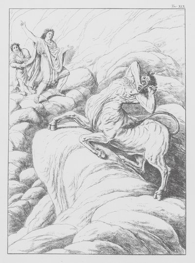 Dantes Göttliche Komödie, Inferno (Hölle), Platte XIX (Lithografie) von Bernhard Schuler