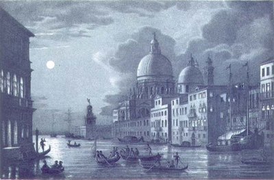 Nächtliche Szene des Canal Grande und Santa Maria della Salute, Venedig, graviert von Brizeghel von Berselli (after)