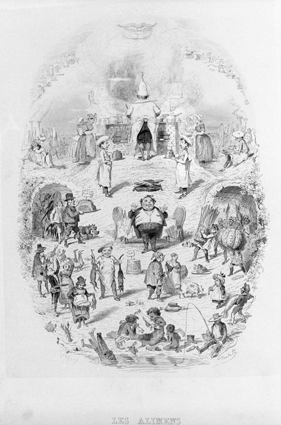 Essen: Kochen und verschiedene Arten der Zubereitung von Speisen in Brillat - Savarin illustriert von Bertall. Paris 1840. von Bertall