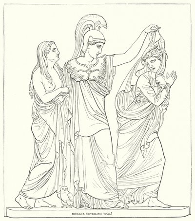Minerva enthüllt das Laster von Bertel after Thorvaldsen