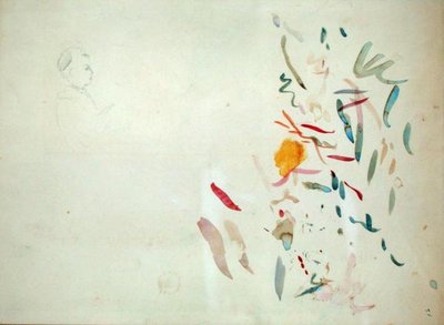 Skizze eines Frauenkopfes und Farbstriche, möglicherweise aus einem Skizzenbuch, 1887 von Berthe Morisot
